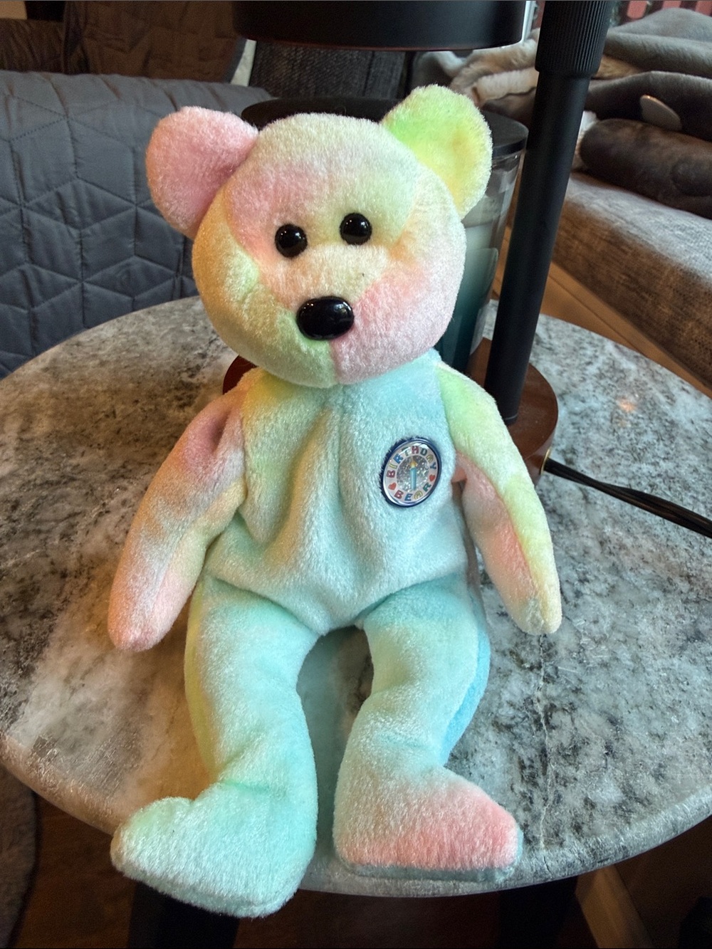Ty Pastel Rainbow Teddy Bear - Pink, Mint, Yellow, Blue